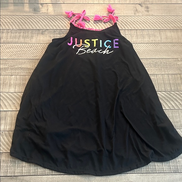 Justice Black Kids Swim Coverup with Rainbow Text - Picture 1 of 1